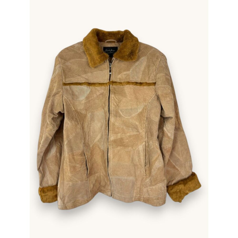 Leather Works Suede Patchwork Jacket XXL Faux Fur Boho Western